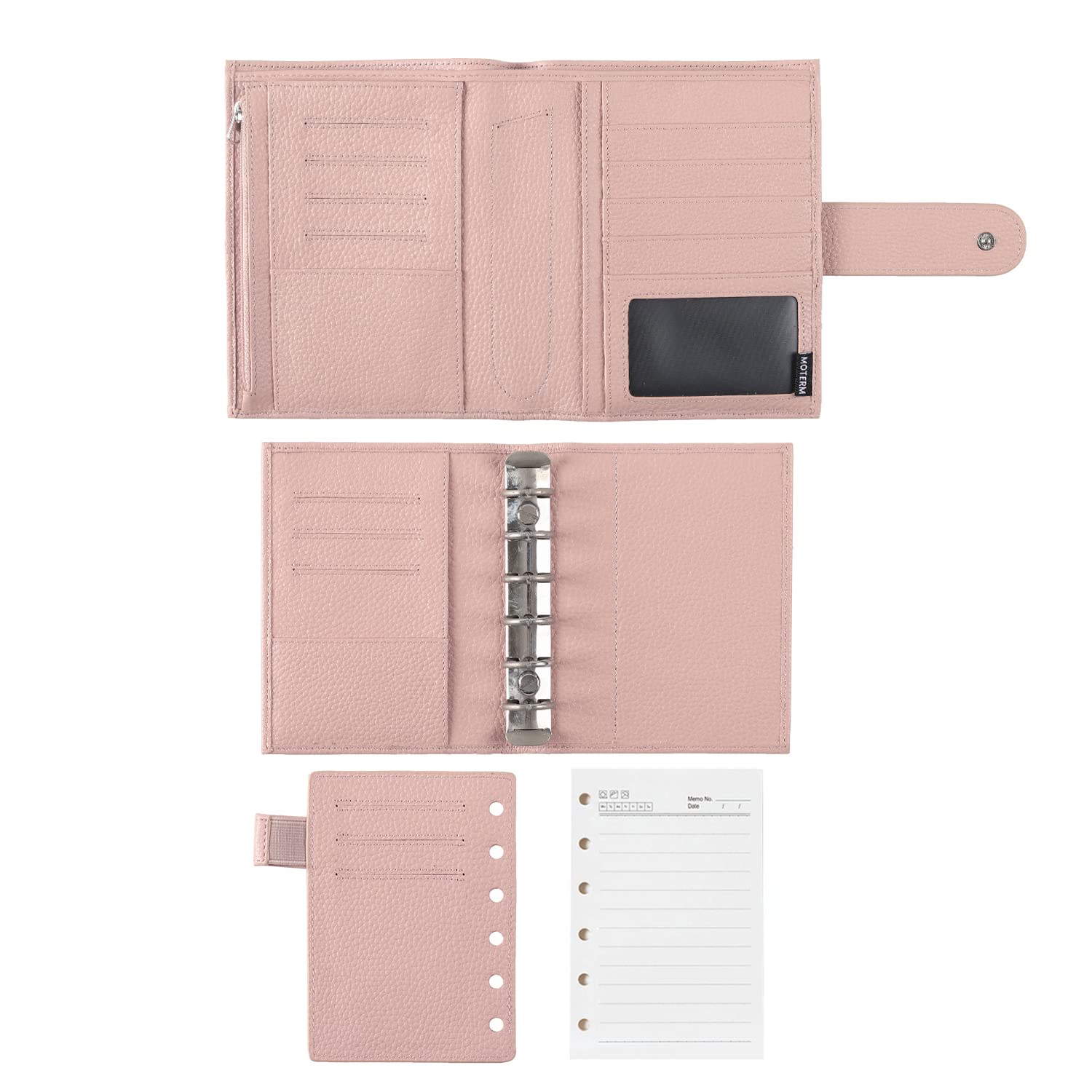 Moterm Pocket Versa - Combination of Pocket Size Binder Planner and Purse (Pebble Dust Rose, 19 mm Ring) - Image 2