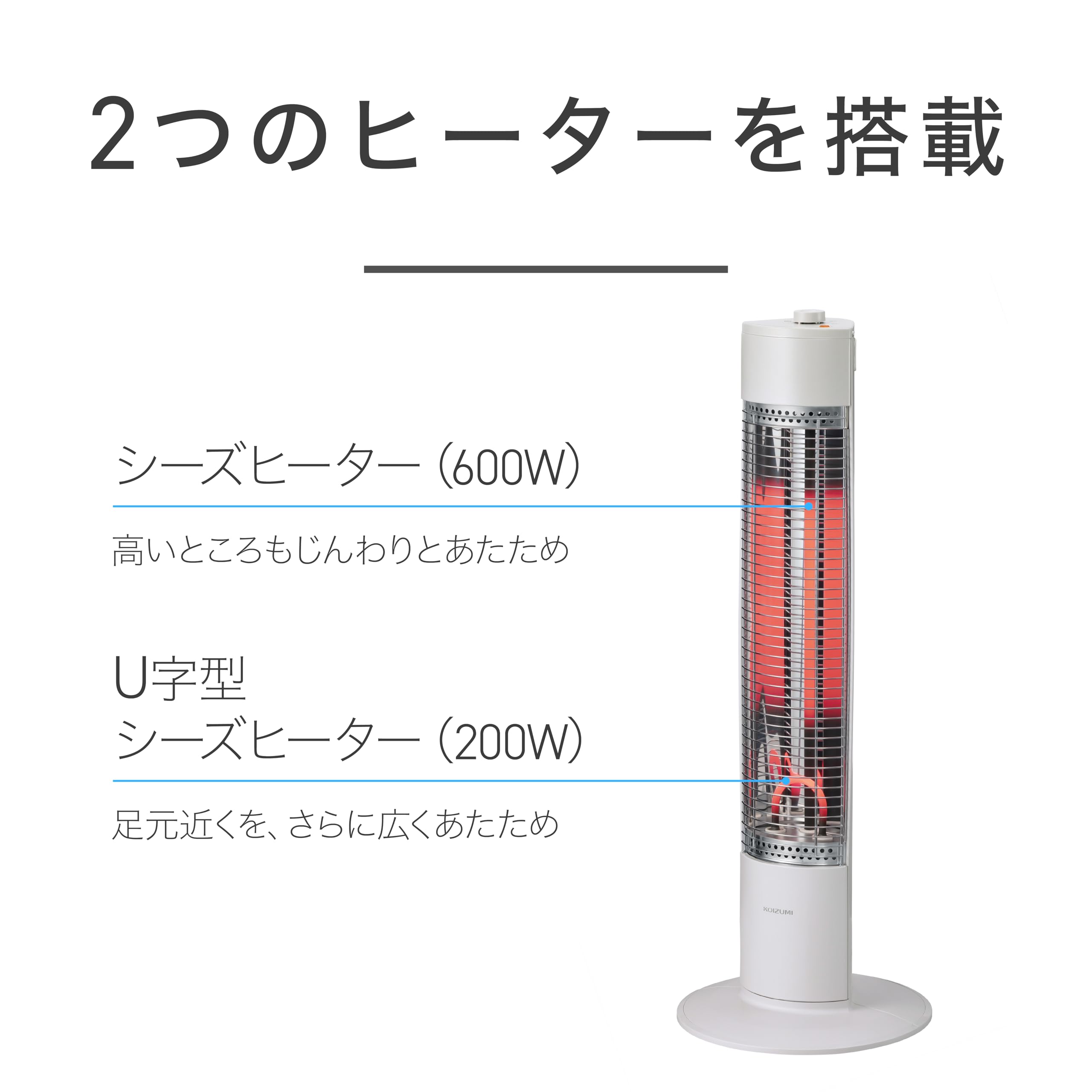 Amazon | コイズミ シーズヒーター 800/500/200W ホワイト KSS-08252/W