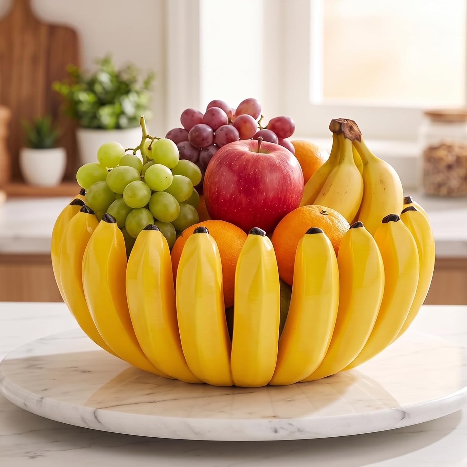 Waydress Large 10 Inch Banana Fruit Bowl Holder for Kitchen Counter