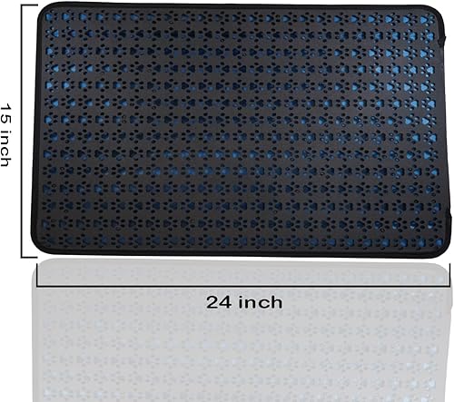 Miniatura 4 de Tapete de arena para gatos para atrapar arena (guantes de aseo para mascotas para mascotas con cepillos incluidos) de doble capa con diseño de patas