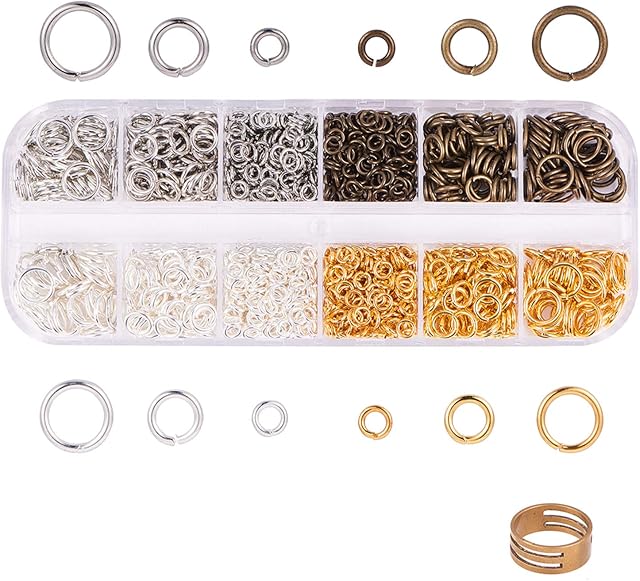 PandaHall Elite about 1490 pcs 4 Colors 4/6/8mm Brass Open Jump Rings Jewellery Connectors O Rings with 1 pcs Golden Jump Ring Opener for Earring Bracelet Jewellery Making, Mixed Colors