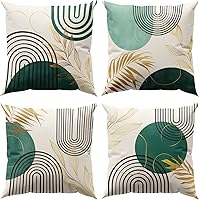 Vista 8 de juego de 4 fundas de almohada bohemias grises y azules de 20 x 20 pulgadas, fundas de almohada geométricas abstractas de estilo moderno de mediados