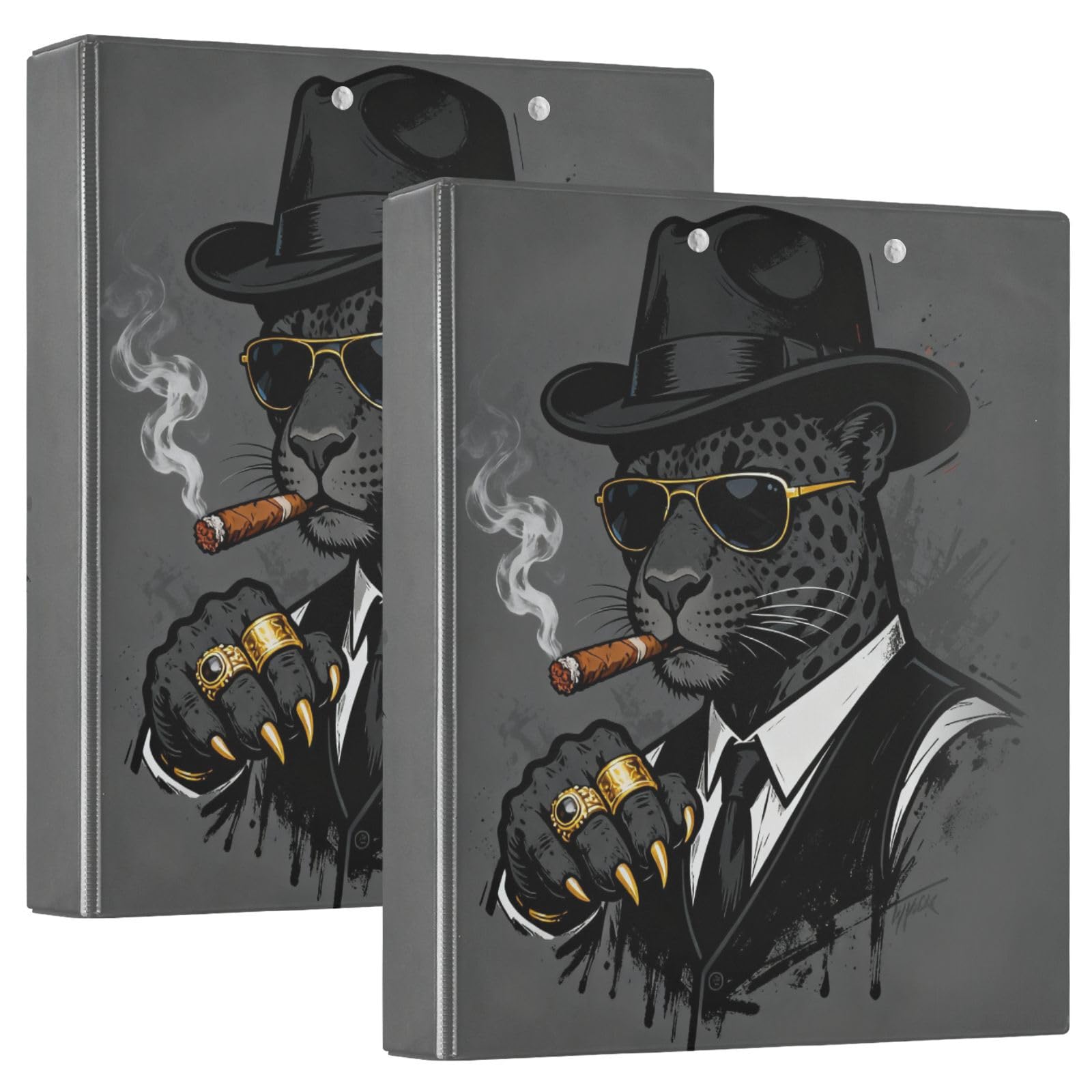 Raccoglitore scolastico Boss Leopard nero da 1 e 1/2 pollici