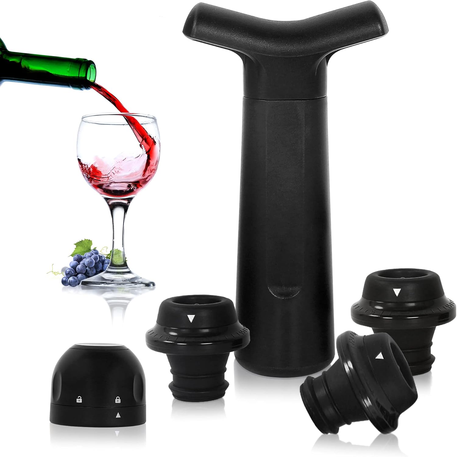 Wine Stoppers, Wine Saver with 4 Vacuum Stoppers Wine