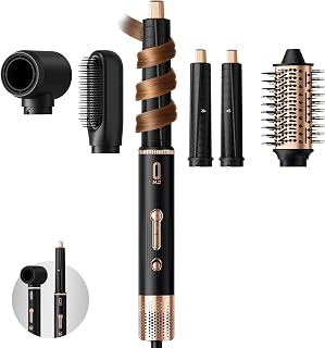 O.H.B 5 in 1 Air Wrap Hair Styler - High-Speed Hair Dryer Brush, Hot Air Styler with Fast Drying, No Heat Damage & Ionic Multi-Styler Dryer Brush for Volumize, Curl, Straighten, Frizz-Free, Black Gold