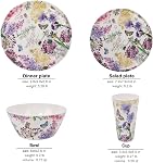 Melamine Dinnerware Set for 4-16 Pcs:Camping Dishes Set with Dinner Plates,Salad Plates,Cups and Bowls.Lightweight and Unbreakable.Indoor and Outdoor Use.