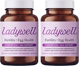 Ladywell Fertility + Egg Health | Fertility Support | Ovarian Health, Egg Quality, Ovulation & Conception Wellness Support | CoQ10, Folate + Key Ingredients | Science-Backed Women’s Supplement, 2-Pack