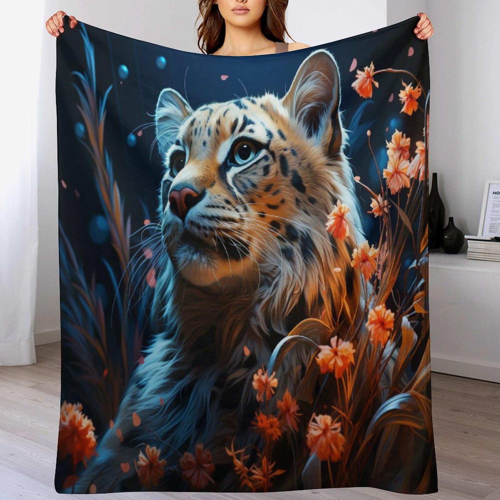 Couverture polaire flannel léopard pour éliminer les frissons au lit