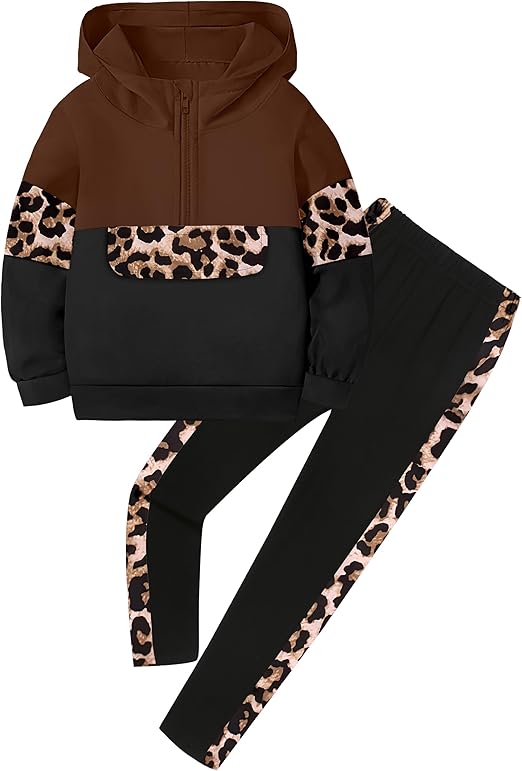 Toddler Girl Clothes Camo 2 Piece Little Girls Clothes Half Zip Up Hoodies Color Block Outfits Sweatshirt Pant Sets