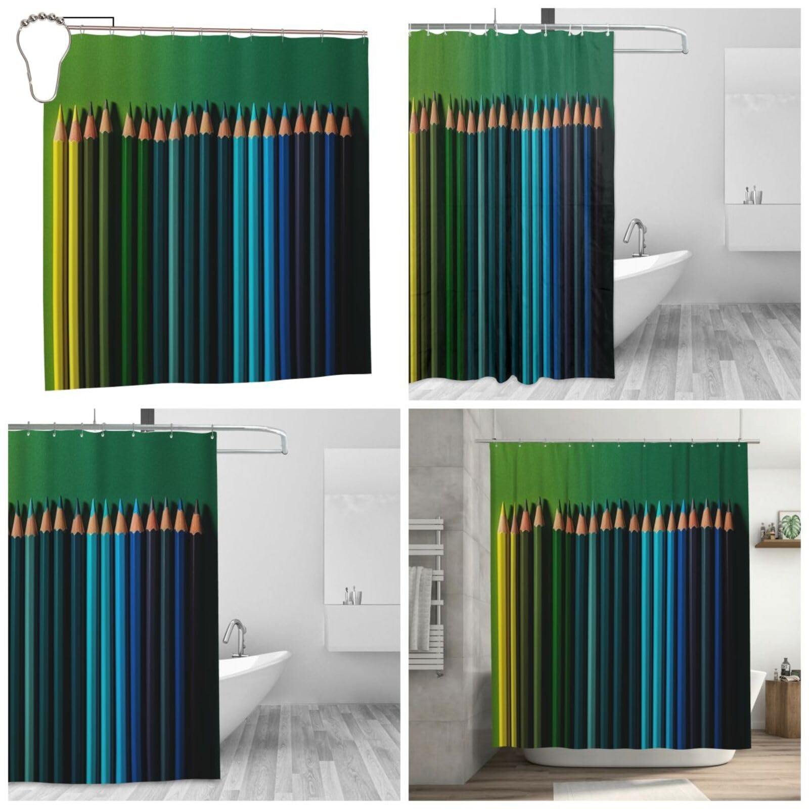 Ensemble de rideaux de douche pour baignoire lavable en tissu microfine 183cm
