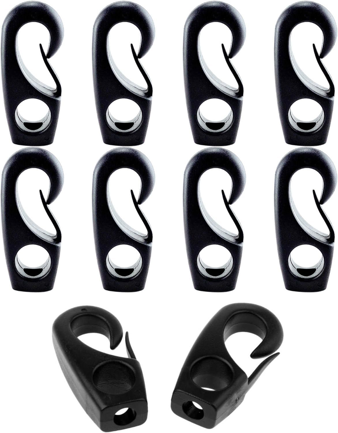10 Pcs Black Bungee Hook Boat Shock Cord Tightener Fixing Tool Boat Shock Cord Hook
