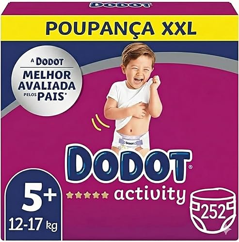 Dodot Activity Talla 5+ (12-17 kg) Poupanza XXL 252 Pañales | Ajuste Cómodo | Pr