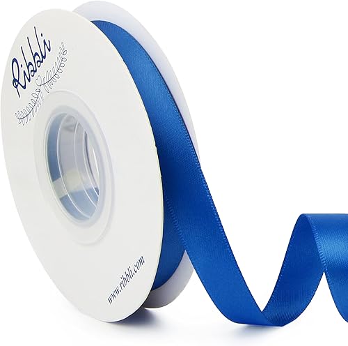 Miniatura 226 de Ribbli - Cinta de satén roja de doble cara, 1 pulgada x 25 yardas, uso para ramo de lazos, envoltura de regalo de Navidad, arreglo floral Rojo