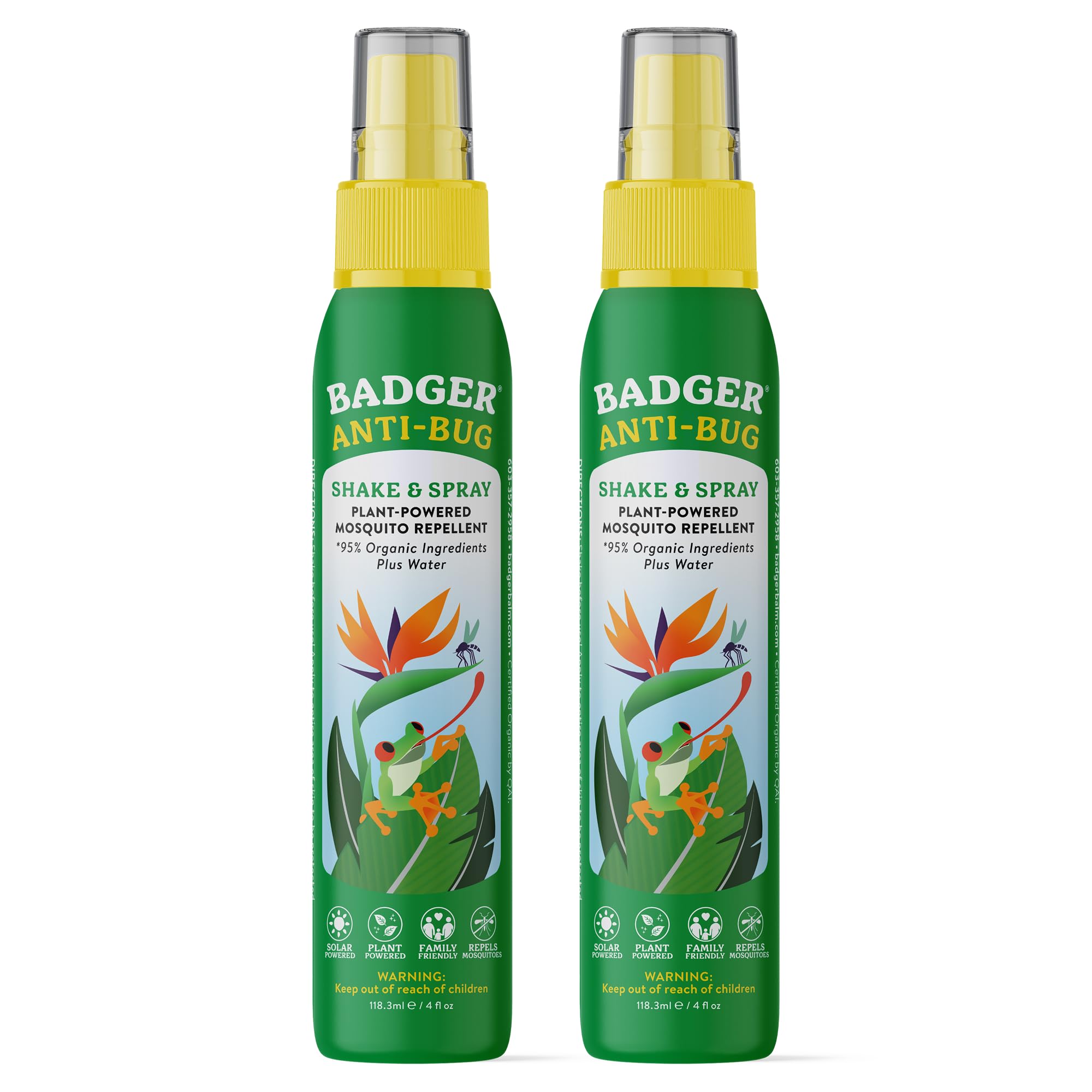 Badger Bug Spray, DEET-Free Citronella, Non-Toxic, Vegan, 4 fl oz 2-Pack
