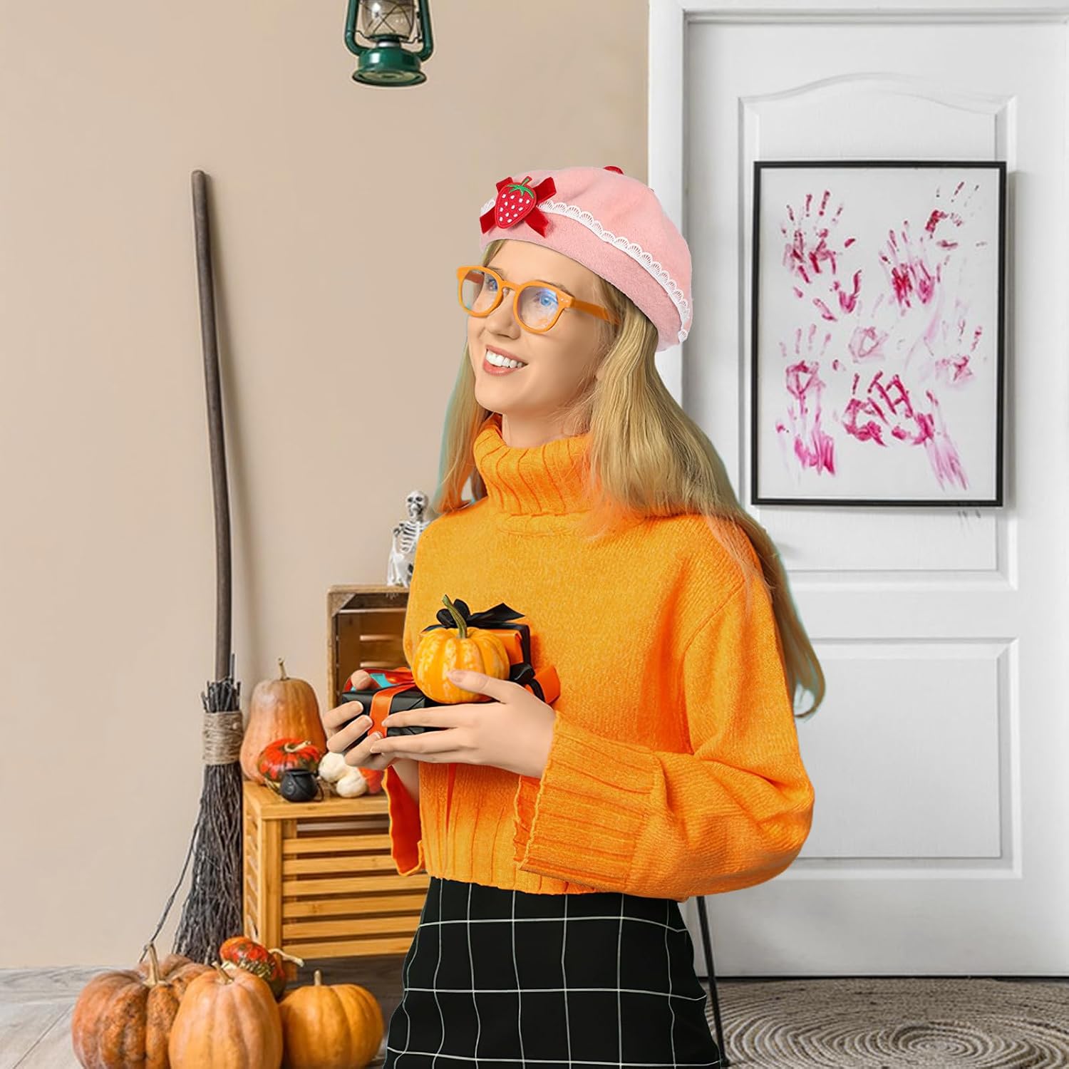 IMIKEYA Strawberwomen Beret Hat:Strawberry Fruit Hat Wool Beret French Style Wool Cap Beanie Cap for Women and Girls Halloween Christmas Casual Use - Image 3