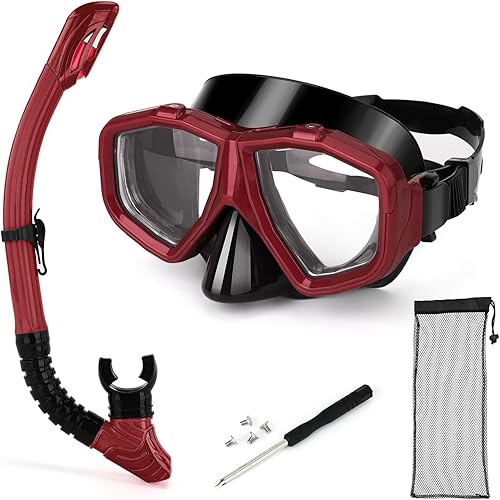 Miniatura 9 de Equipo de esnórquel miope reemplazable para adultos y jóvenes, máscara de buceo antivaho miope y esnórquel de silicona con parte superior seca
