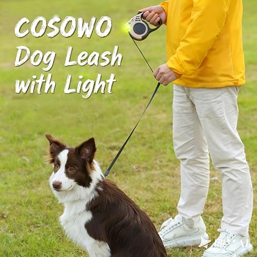 Miniatura 7 de Correa retráctil para perro con linterna recargable USB para paseos nocturnos, correa telescópica automática de 16 pies para perros pequeños y