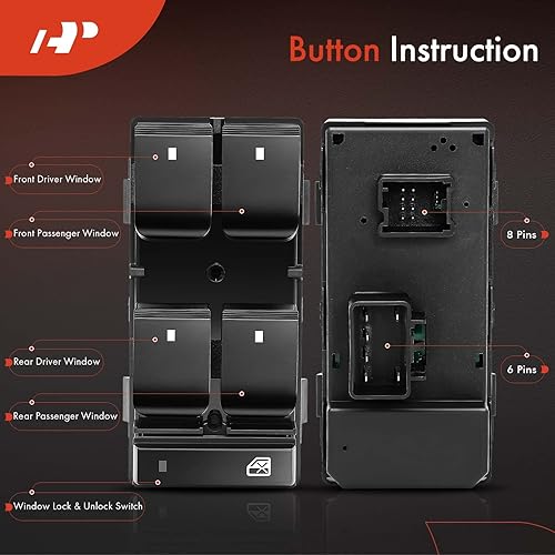 Miniatura 4 de A-Premium - Interruptor de ventana maestro eléctrico del lado del conductor - Compatible con Chevy, vehículos GMC - 2007-2017 - Silverado 1500,