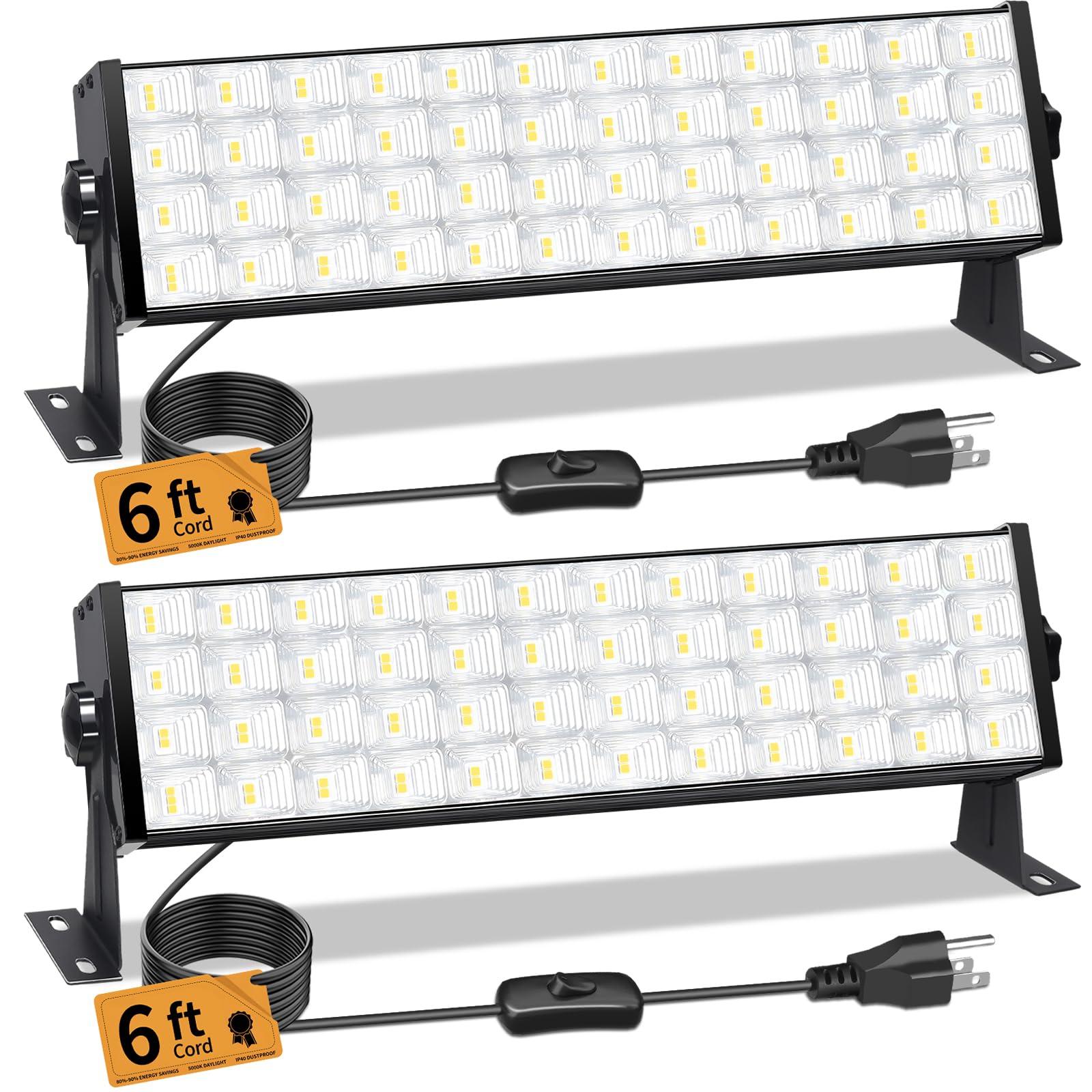 100W LED Shop Lights with 6FT Cord Swtich 12000LM Plug in Garage Light 5000K Daylight Shoplighting for Garage