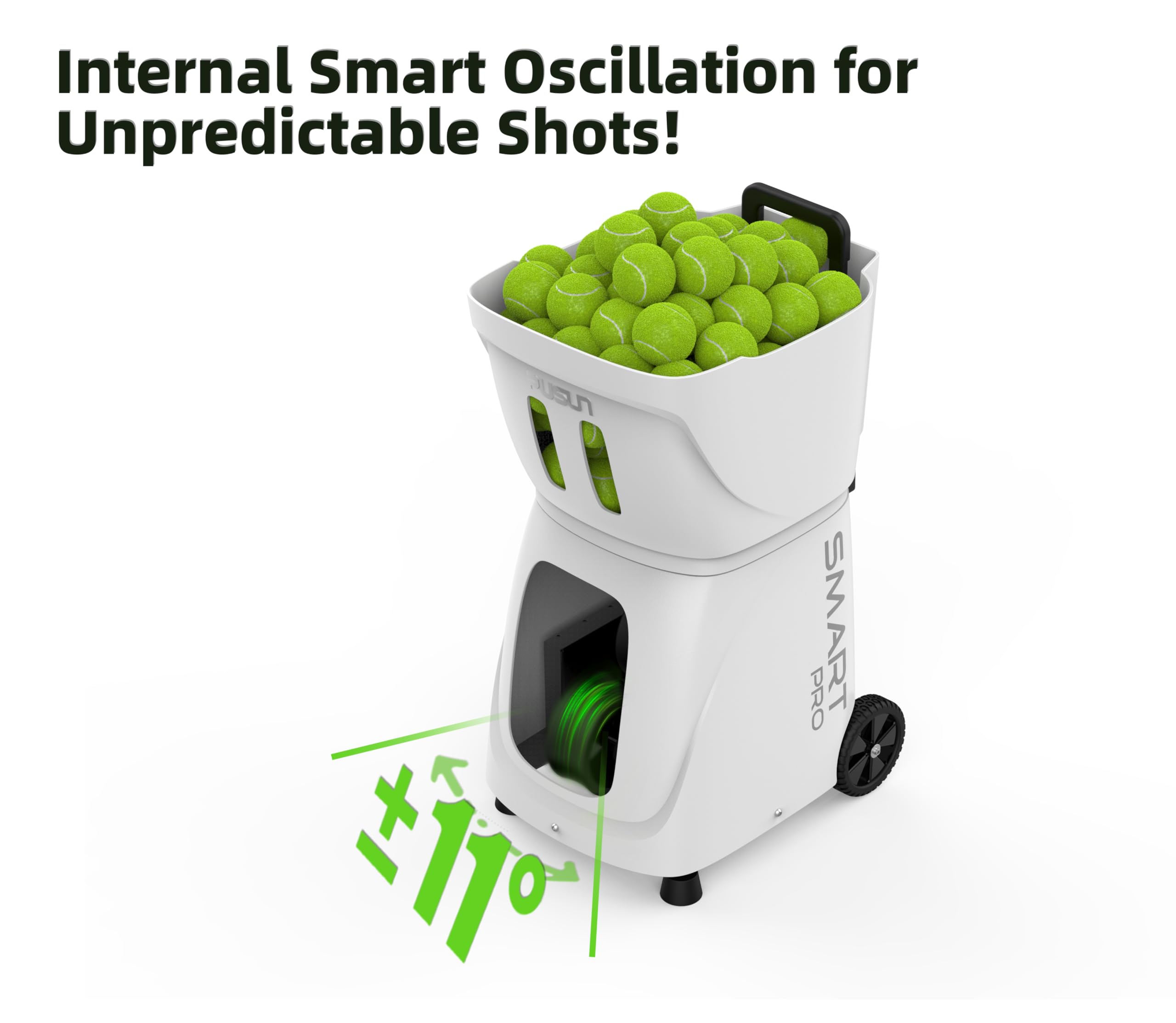 Macchina Lanciapalle PT-Smart PRO per Tennis e Padel – Oscillazione Interna, Controllo Via App e Telecomando, 100+ Palline, 20–120 km/h, 1.8–8 s/Palla, Batteria 5–8H, per Tutti i Livelli
