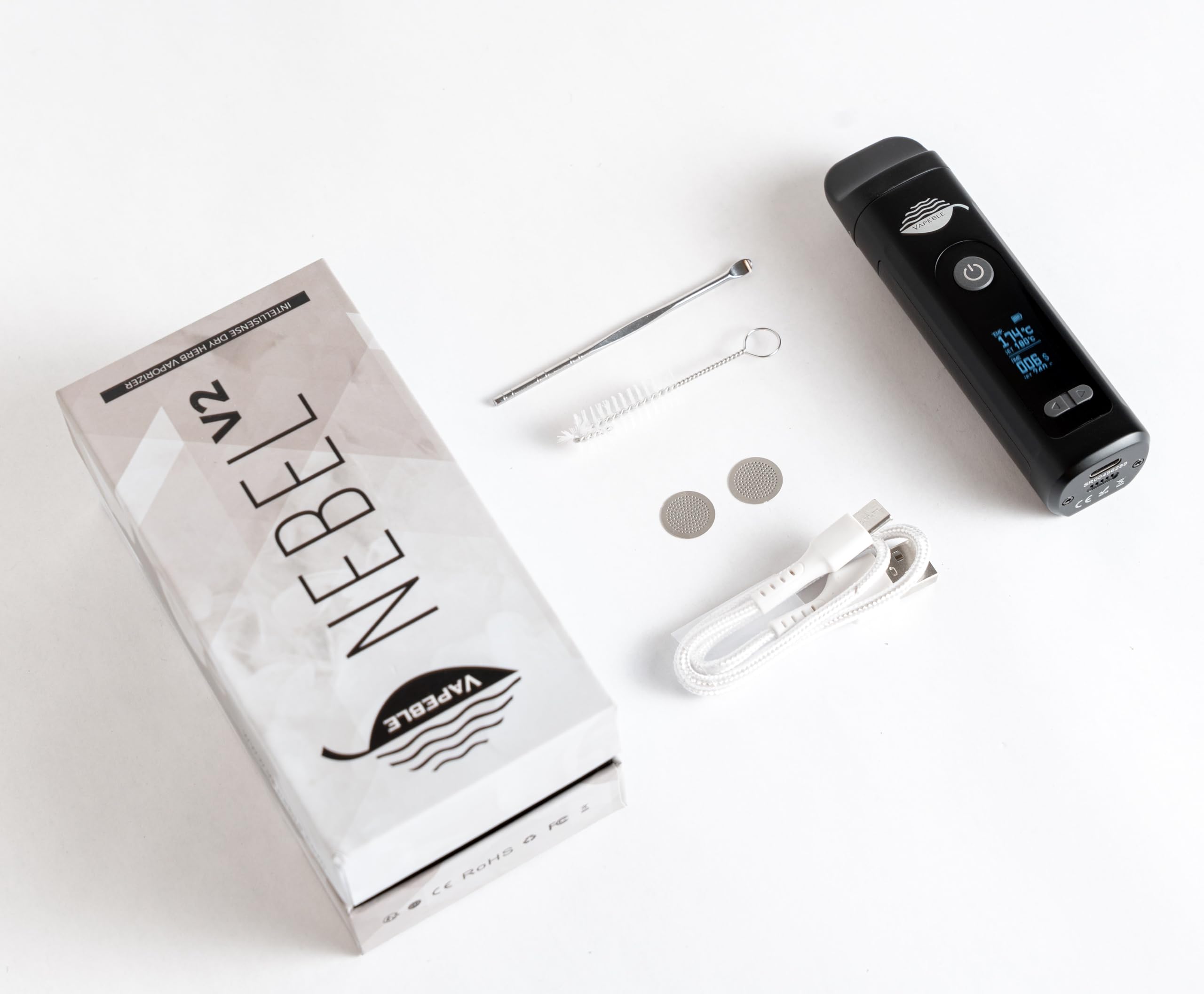 Vaporizer Nebel V2 Vaporizzatore compatto per erbe, sistema di vaporizzazione DHS, display OLED in 20sec a 160°C - 240°C, 2600 mAh vaporizzazione Intellisense per erbe secche oli e concentrati