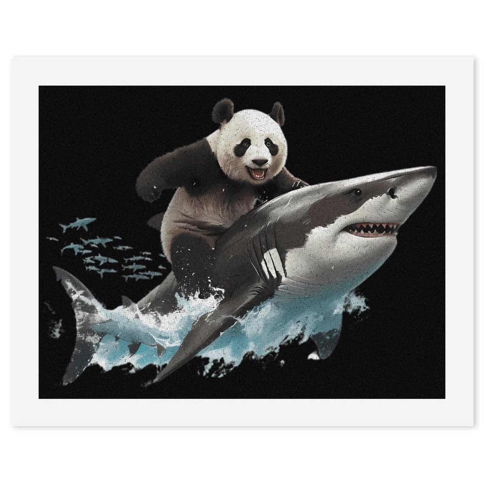 Malen-nach-Zahlen-Set mit Panda- und Hai-Motiv, für Erwachsene, Anfänger, bunt, DIY, einfaches Malen für Zuhause, Wanddekoration