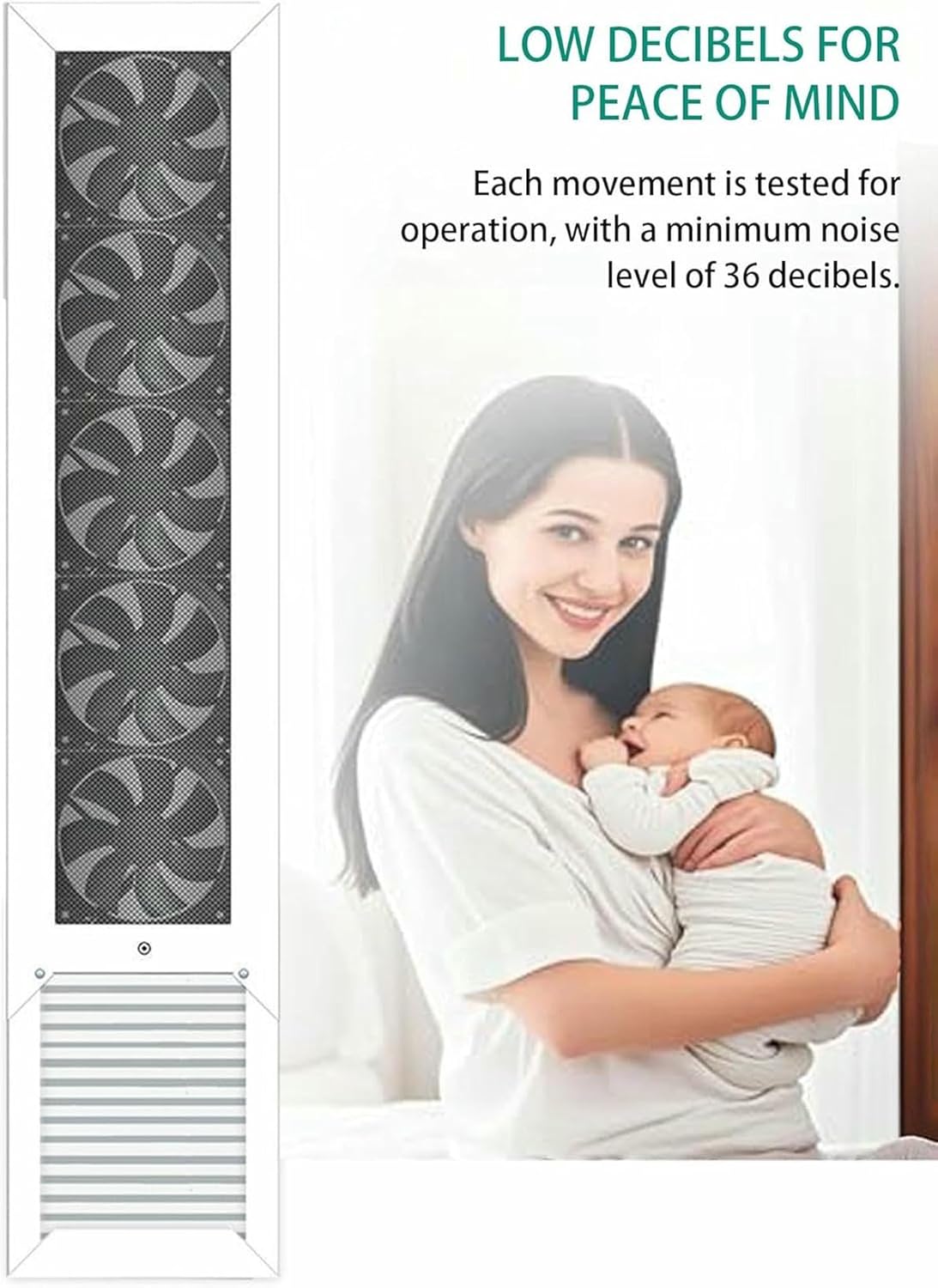 Telescopic Vertical Window Fan 35-155cm Optional, Punch-Free Window Exhaust Fan for Home, Bedroom, Kitchen, Stepless Speed Control-1pcs