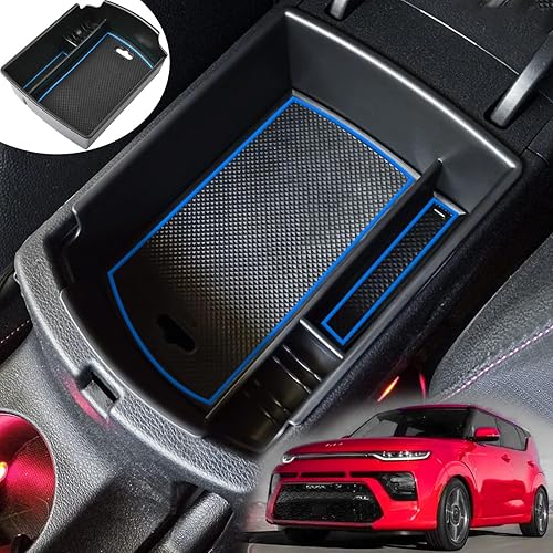 Miniatura 15 de TACORBO - Organizador de consola central compatible con KIA Soul 2020 2021 2022 2023 2024 2025 accesorios reposabrazos guantera almacenamiento Rojo