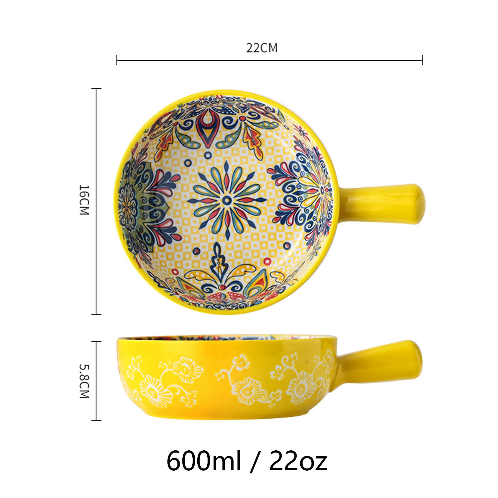 Lasagneform groß tief, 600 ml Keramik-Auflaufform, großer Kuchenteller mit Griff, 2er-Set, böhmischer Stil, mikrowellengeeignet, grün-15 cm (Farbe: einzigartige Farbe, Größe: 15 cm)