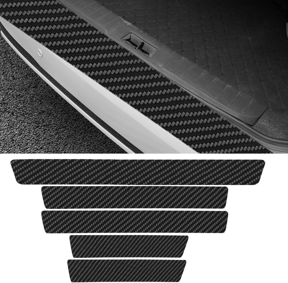 Car Door Sill Protector, Carbon Fiber Anti-Scratch Automotive Doors Edge Guards, Waterpoor Car Door Threshold Protection Auto Decoration Sticker, Universal Vehicle Interior Accessories (5PCS)