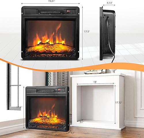 Miniatura 6 de ROVSUN Insertos de chimenea eléctrica de 18 pulgadas con aplicación y control remoto, calentador de estufa empotrado de 1400 W con temporizador de 8