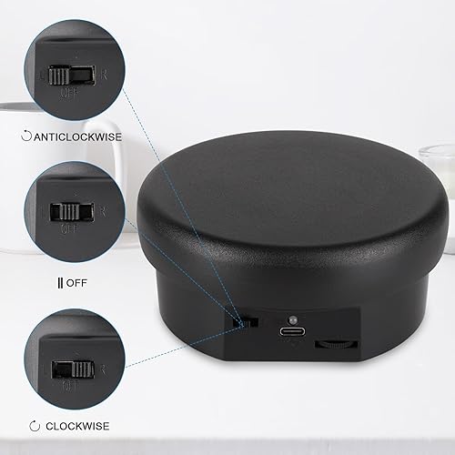 Miniatura 13 de Soporte de exhibición giratorio motorizado, carga de 5 pulgadas/11 libras, plataforma giratoria de 360° para relojes de joyería, modelos 3D, pastel