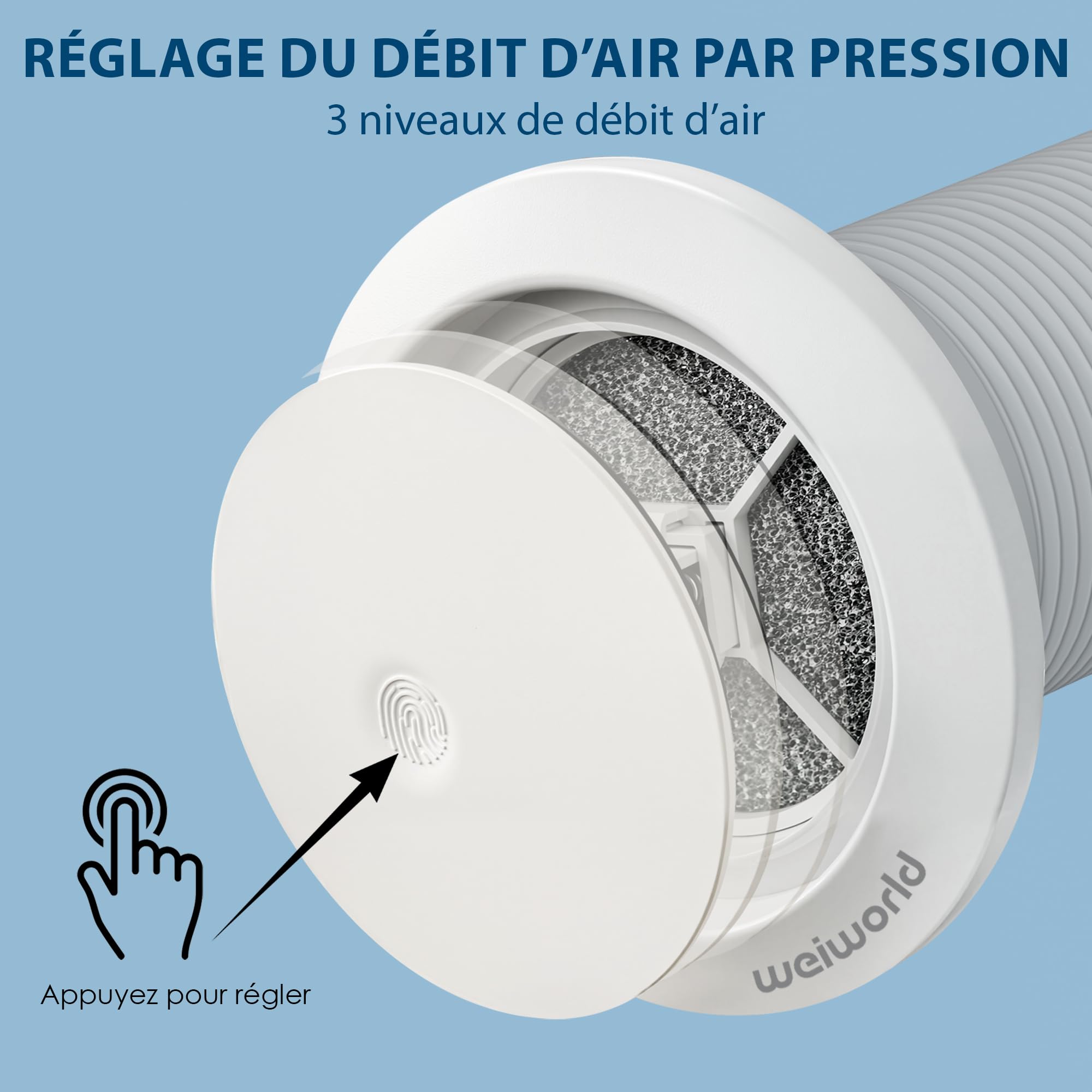 Grille d’Aération Murale Passive 100 mm avec Filtre