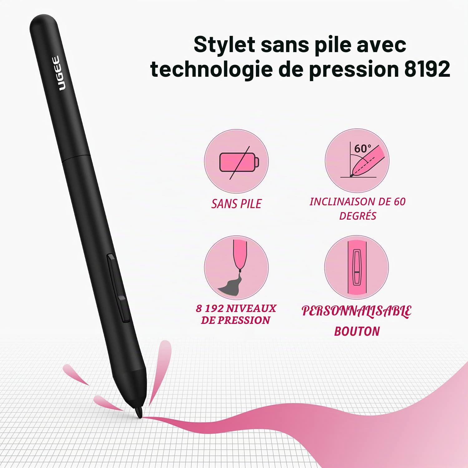 UGEE M708 Tablette Graphique 10x6 Pouces 8192 Niveaux Stylet