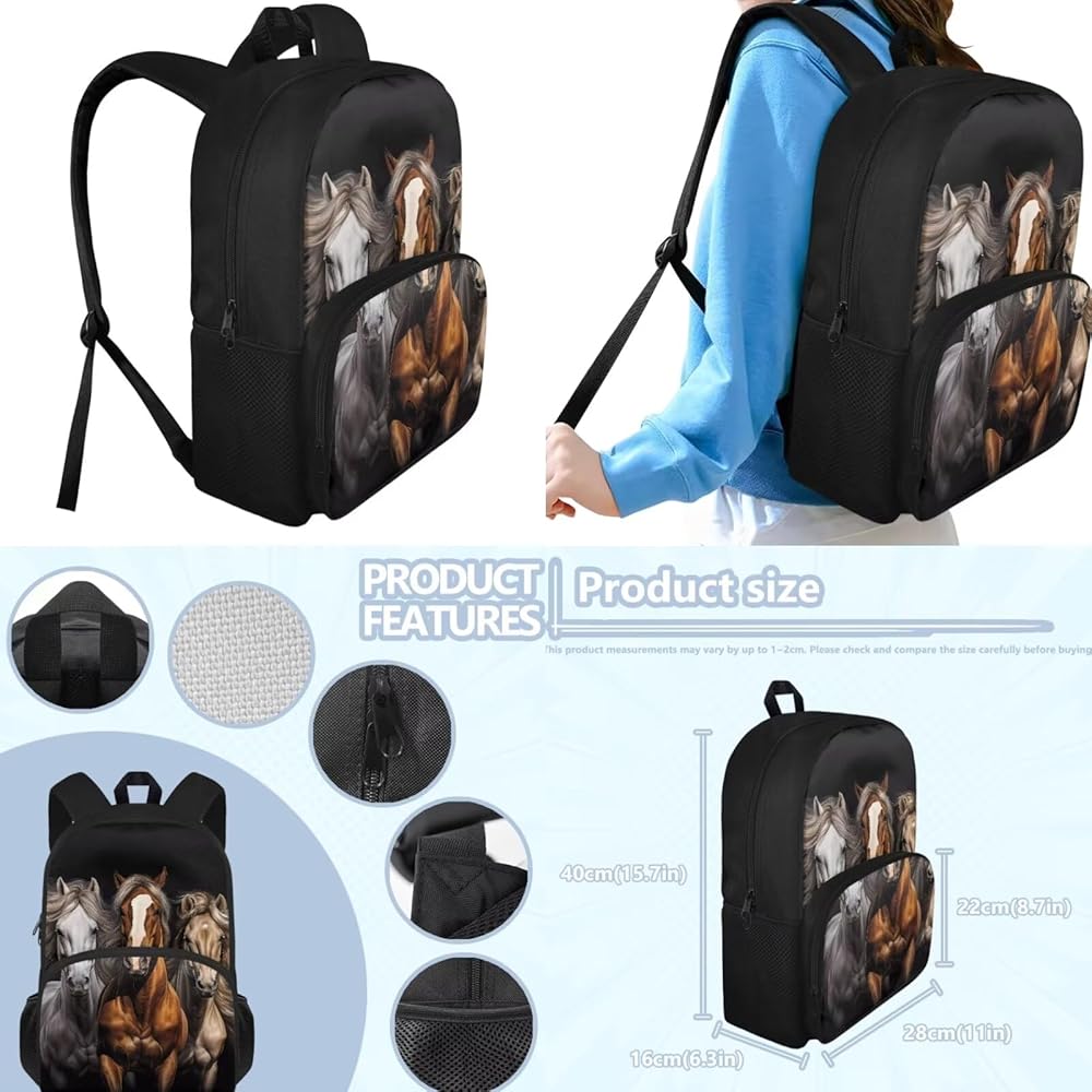 Amazon.com | Uorisanigo Horse Backpacks with Lunch Box Pencil Case
