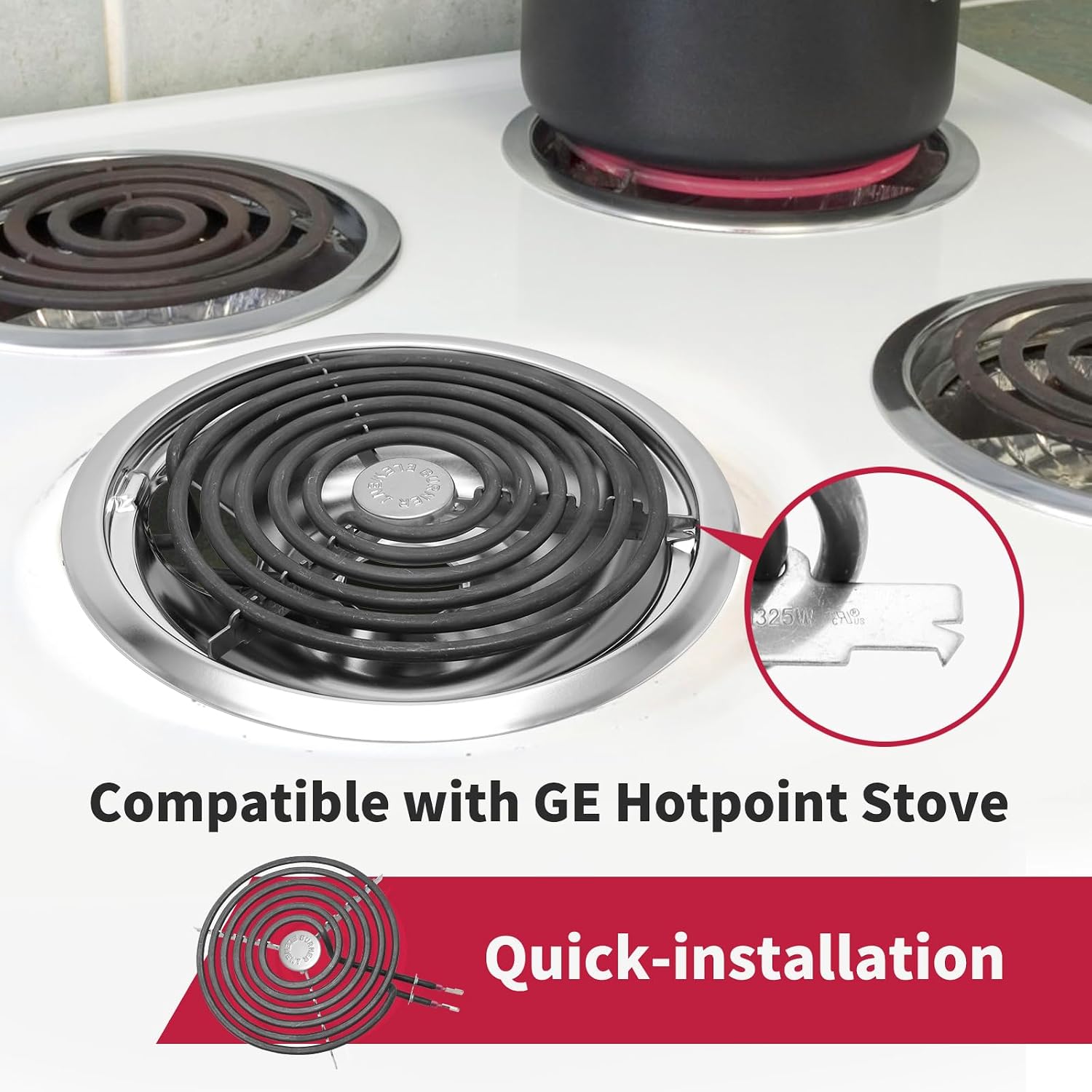 ge drip pans and stove burner element unit set, perfectly fit wb30m1 & wb30m2 -replacement for ge hotpoint kenmore stove top(black) burner element&drip pans(black)