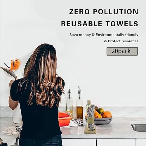 Miniatura 7 de Toallas de papel reutilizables, servilletas lavables, juego de 4 colores, paquete de 20 toallas sin papel, 100% algodón, súper suaves, absorbentes,