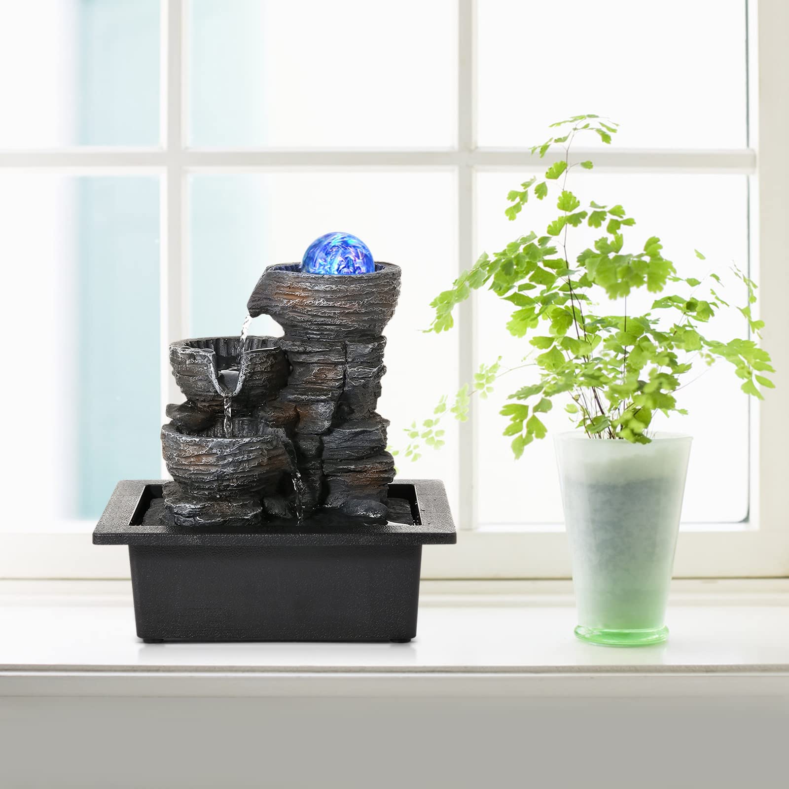 Indoor Fountain Waterfall Water Fountains Indoor Tabletop Fountain With  Pump Feng Shui Modern, image size:1600x1600