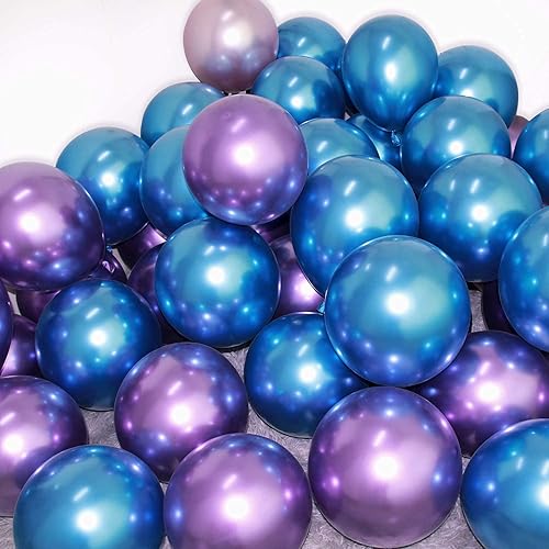 Miniatura 8 de Globos de látex azul cromado de 12 pulgadas, 50 globos de látex metálicos azul claro para guirnalda de globos, decoración de fiesta, globos azul