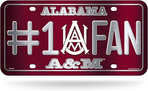 Rico Industries Placa de matrícula metálica de los Bulldogs de la NCAA Alabama A&M #1