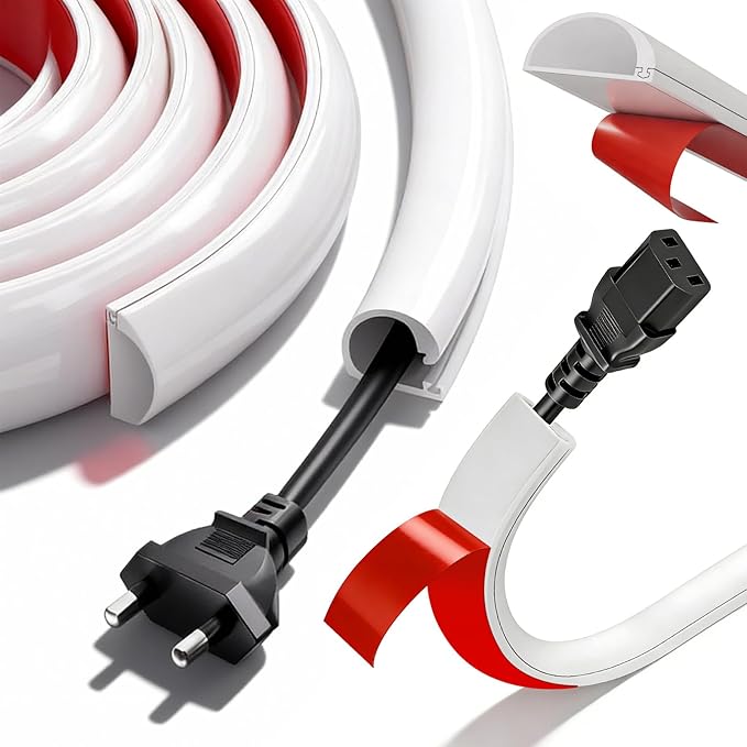 Qhpbuy Self-Adhesive Silicone Cable Duct, White, 3 Meter