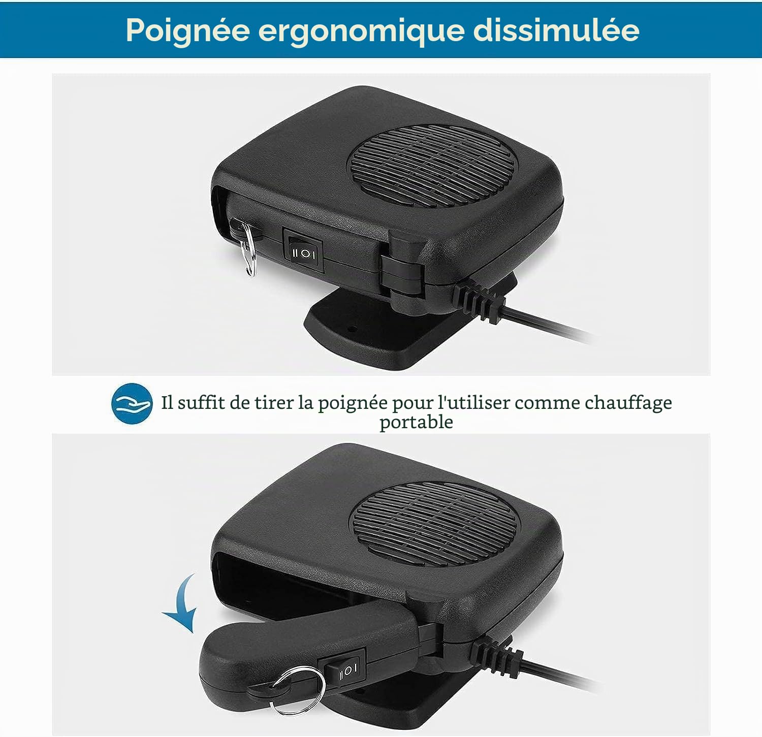Showvigor Chauffage Voiture 12V & Dégivreur Pare Brise - Ventilateur 3 en 1 Chauffage Rapide, Refroidissement et Purification d'air pour Tous Véhicules