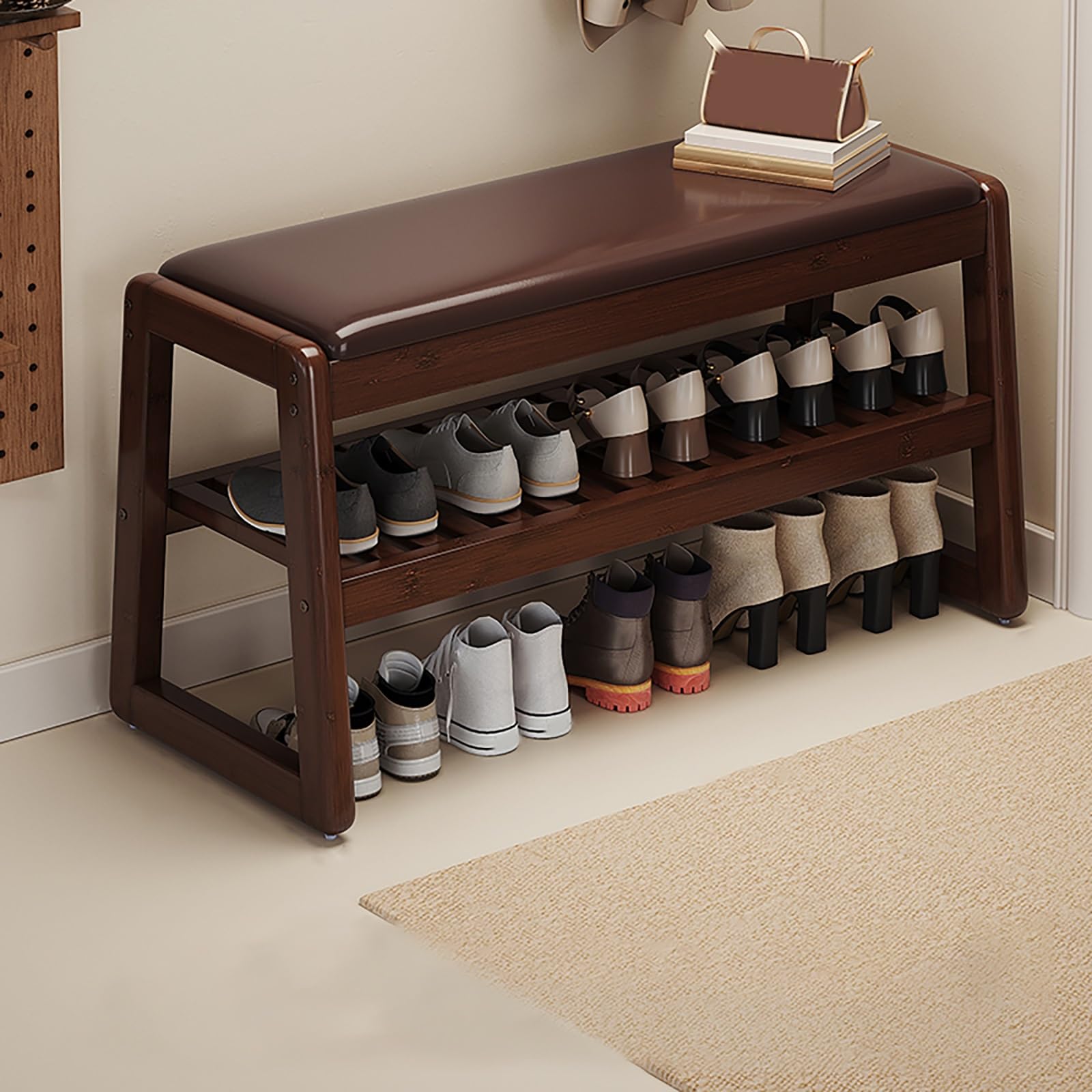 Banc à chaussures vert 100cm à 1 niveau pour l'organisation efficace de votre entrée