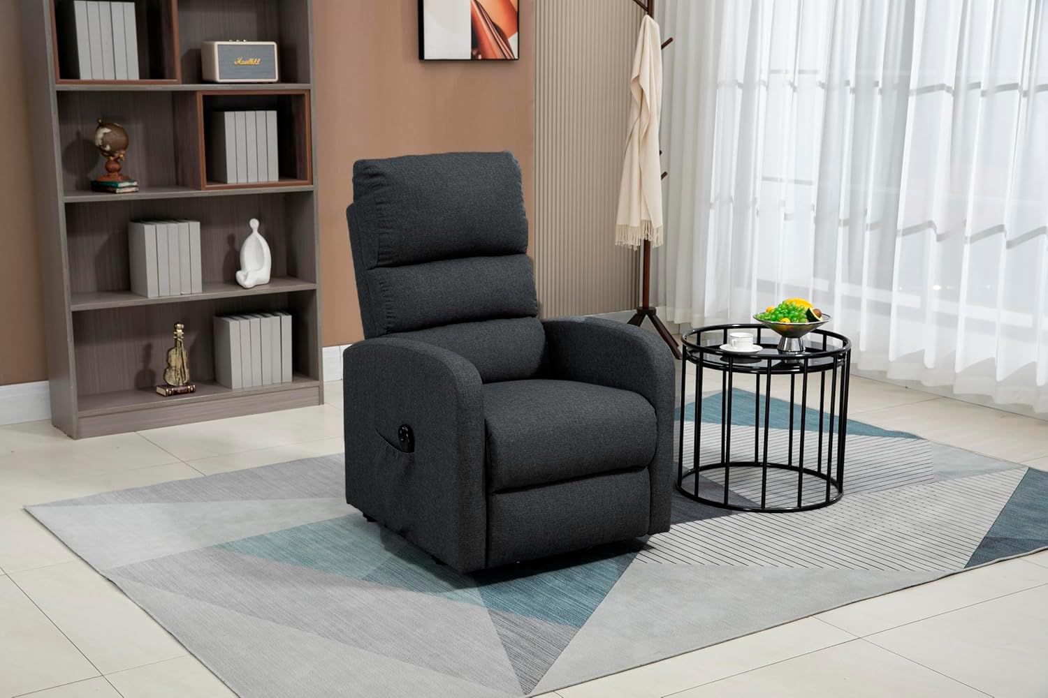 DUPI Sillón Relax eléctrico Confort | Reclinable y eleva-Personas | Mando a Distancia | Tela Poliéster Microfibra | Negro