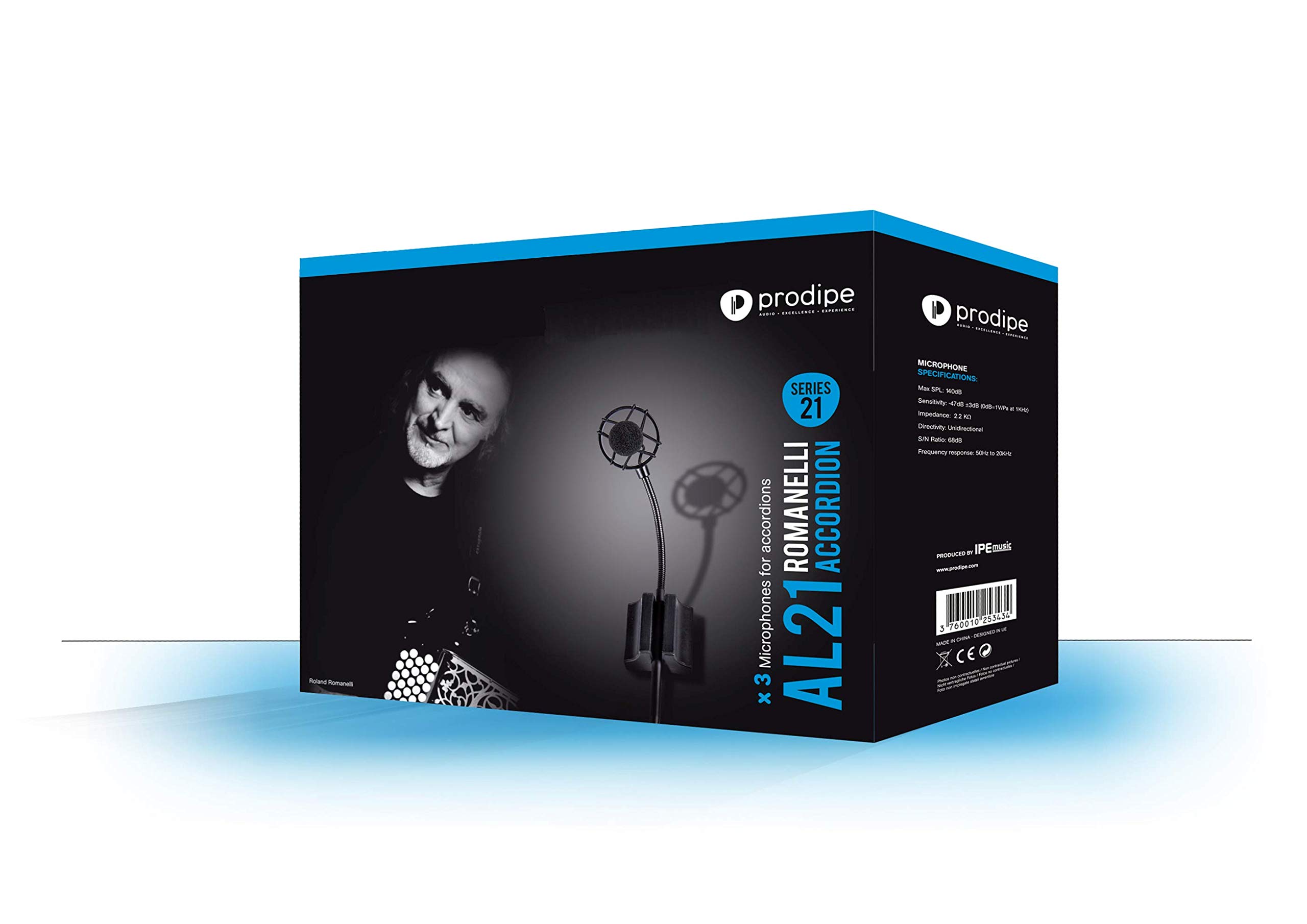 Prodipe AL21 Romanelli Pack de 3 Microphones pour Accordéon Noir