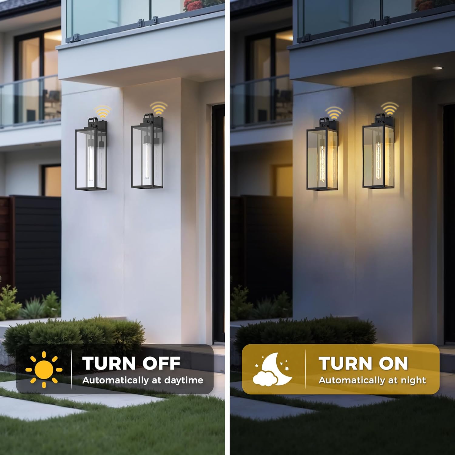 L LOHAS LED 2 Pack 18 Inch Large Size Dusk to Dawn Outdoor Light Fixture, Matte Black Waterproof Anti-Rust Porch Lights Ourdoor, Exterior Lighting Fixtures for Porch, Doorway, Garage, ETL Listed