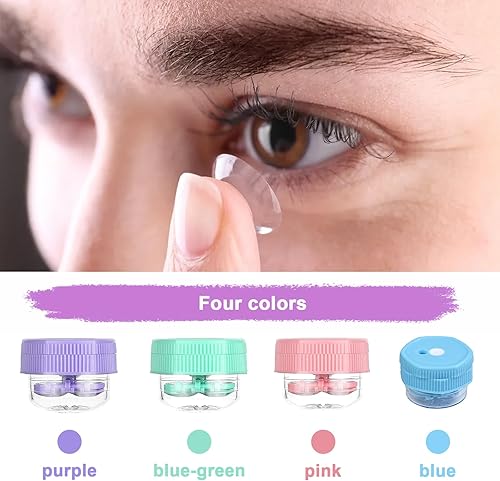 Miniatura 5 de 4 piezas manualmente limpiador de lentes de contacto Estuche de lentes de contacto Rotación portátil Contenedor de limpieza de lentes de contacto