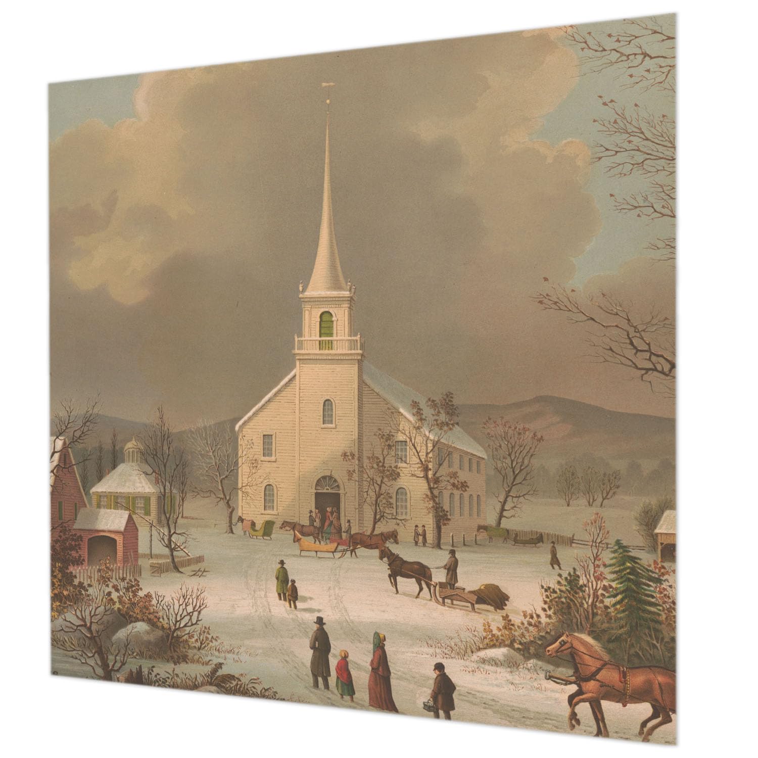 Papier peint intissé paysage d'hiver facile à poser pour rénover un mur