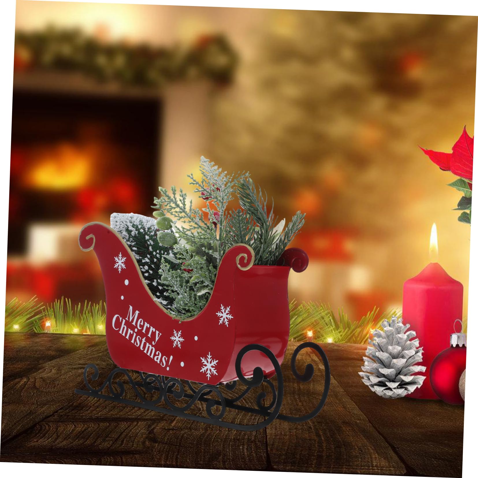Vaguelly Adorno de Navidad de Forma de Decoración de Mesa Festiva para Hogar Figura de Hierro para Navidad Sin Luz