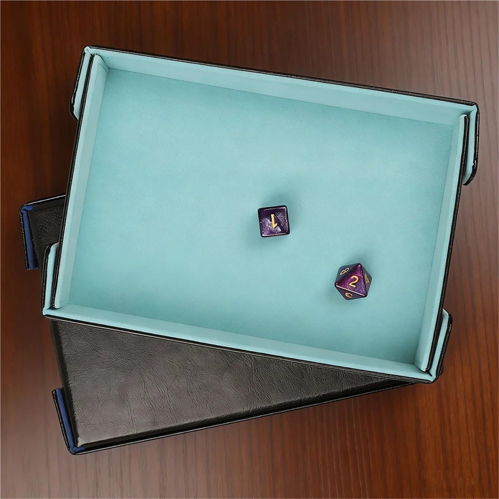 Würfelablage aus PU-Leder 3-teilige Aufbewahrungsbox aus PU-Leder | Magnetisches Würfeltablett, faltbares rechteckiges Gehäuse for Spielzubehör(Grey)